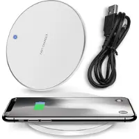 Naukita Qi Induktives Ladegerät 10W für Apple iPhone Kabellos Weiß Drahtlose Ladestation