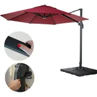 Mendler Gastronomie-Ampelschirm HWC-A96, Sonnenschirm, rund Ø 3,5m Polyester Alu/Stahl 26kg bordeaux mit Ständer
