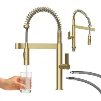 Granitan - Küchenarmatur - Wasserhahn Küche Höhe 44 cm - Mischbatterie Gebürstetes Gold - ELARA