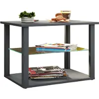 VCM Holz Beistelltisch mit ESG-Sicherheitsglas | Couchtisch schlicht | Maße ca. H. 45 x B. 65 x T. 45 cm | Wohnzimmertisch | Kaffeetisch - Wanilo M