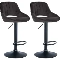 DELUKE 2er Set Barhocker SEGAD - Samt Schwarz 47x48x85 cm Schwarz | Barstuhl Mit Lehne Tresenhocker Tresenstuhl Kneipenhocker Kneipenstuhl