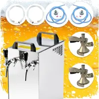 Ich-zapfe Komplett Set Zapfanlage Kontakt 40/K Bierzapfanlage 2-leitig Trockenkühlgerät aus Edelstahl, 50 Liter/h, mit Membranpumpe, Green Line, Zapfkopf:Dreikant,Zapfkopf 2:Köpi