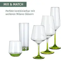 Moritz Milano Rotweinglas green line 2er Set aus Polycarbonat 580 ml bruchfest BPA-frei leicht ideal für Camping Picknick Festival Outdoor Wein Aperol Party