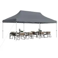 Goplus Pavillon 3x6m, Faltpavillon Pop up Pavillon wasserdicht stabil, Gartenpavillon höhenverstellbar mit Tragetasche, Partyzelt Gartenzelt Sonnenschutz für Outdoor Party Festival Hochzeit (Grau)