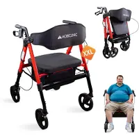 Mobiclinic Gehhilfe Klappbar XXL Rollator bis 204 kg Bariatrische Faltbar Bis zu 204 kg Verstärktes Aluminium Bremsen 360º-Räde Korb Madeira