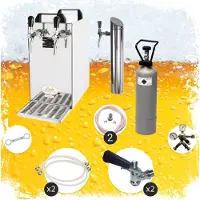 Ich-zapfe Untertheken Komplett Set - Zapfanlage, Bierzapfanlage - Kontakt 40 2-leitig Trockenkühler, Durchlaufkühler 50 Liter/h, inkl. Schanksäule, Green Line, Zapfkopf:Köpi,Zapfkopf 2:Korb