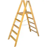 Theimer Holz Stehbrettleiter mit 2x14 Sprossen und Stufen
