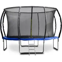 G21 Trampolin SpaceJump, 366 cm, blau, mit Sicherheitsnetz + Freitreppe