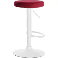 DELUKE Barhocker KAZON - Samt Rot 38.5x38.5x60 cm Weiß | Barstuhl Höhenverstellbar Tresenhocker Tresenstuhl Kneipenhocker Kneipenstuhl