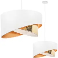 Light11 HOME Asti Hängelampe Schräg Weiss 1 Flacher Weisser Goldener Lampenschirm Ts