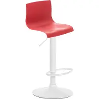 DELUKE Barhocker PESAN - Kunststoff Rot 39x36x84 cm Weiß | Barstuhl Höhenverstellbar Mit Lehne Drehbar Tresenhocker Tresenstuhl Kneipenhocker Kneipenstuhl
