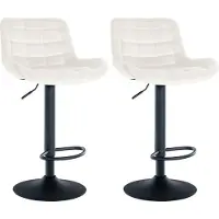 DELUKE 2er Set Barhocker CARAM - Samt Creme 48x54x81 cm | Barstuhl Höhenverstellbar Mit Lehne Drehbar Tresenhocker Tresenstuhl Kneipenhocker Kneipenstuhl