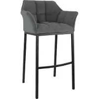 DELUKE Barhocker GIBEL - Metall Grau 64x48x110 cm Schwarz | Barstuhl Mit Lehne Tresenhocker Tresenstuhl Kneipenhocker Kneipenstuhl