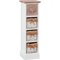 CARO-Möbel Schubladenkommode FLOWER Schubladenregal Standregal in weiß/braun mit 1 Schublade und 3 Körben