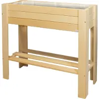 WAGNER System WAGNER GrowFAMILY Hochbeet GrowBOX Light - 70 x 83 x 34,5 cm, Massivholz natur, Regalboden & Pflanztasche - 25029001
