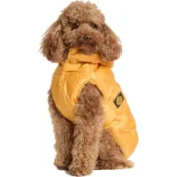 Fashion Dog Hunde-Steppmantel mit abnehmbarer Kapuze - Ocker-Gelb - 33 cm