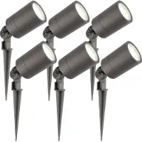 LEDVION - 6er Set, Gartenstrahler mit Erdspieß, IP65, 3W, GU10, 4000K, 220-240V, Neutralweiß, LED Strahler, Gartenbeleuchtung mit Strom, Mit GU10 Leuchtmittel, Dimmbar, Wasserdicht