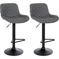 CLP Barhocker 2er Set, Barstuhl Kasson höhenverstellbar drehbar mit Rückenlehne grau Material Kunstleder