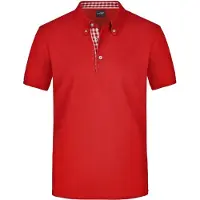 James & nicholson Button-Down-Polo mit modischem Einsatz red/red-white, Gr. XL