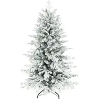 Welikera Künstlicher Weihnachtsbaum, 150cm Christbaum mit Schnee, 1162 Zweigen, klappbarem Metallständer
