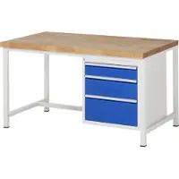 RAU Werkbank Serie 8159, 3 Schubladen, B 1500 x T 900 x H 840 mm