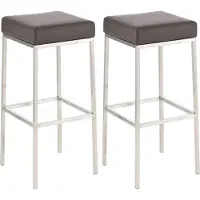 DELUKE 2er Set Barhocker BIDAN - Kunstleder Braun 37x37x85 cm | Barstuhl Mit Lehne Tresenhocker Tresenstuhl Kneipenhocker Kneipenstuhl