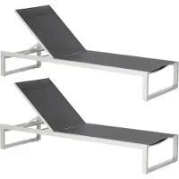 SonnenPartner Argos 2er Set Sonnenliegen Gartenliege Aluminium silber/Textilen