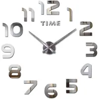 Retoo 3D Wanduhren Wanduhr Groß 60cm Uhr Mute Decor Wandtattoo Modern Deko Geschenk Home Office Büro DIY Wohnwand Wohnzimmer Wand Decoration Schwarz