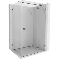 Mexen Lunar T Duschkabine schwenkbar rechts 140 x 110 cm, transparent, gebürstetes Gun Gray - 834T-140-110-66-00-P
