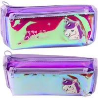 Leantoys Holografisches lila Einhorn-Schulmäppchen 21,5 x 9 cm