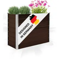DELUKE Hochbeet für Garten OSKAR Braun | 100x40x77cm | Verzinkter Stahl | Wetterfest | Gartenbeet Kräuterbeet Blumenbeet Beet hoch Frühbeet für Garten Gemüsebeet