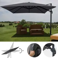 Mendler Gastronomie-Ampelschirm HWC-A96, 3x3m (Ø4,24m) schwenkbar, Polyester Alu/Stahl 23kg anthrazit ohne Ständer, drehbar