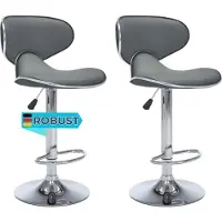 DELUKE Barhocker SUPRI höhenverstellbar 2er Set Grau Kunstleder | Barstühle drehbar Küchenhocker Thekenhocker für Küche Hausbar