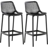 CLP 2er Set Barhocker Air Kunststoff mit Lehne wetterfest UV-beständig bis 160 kg - schwarz