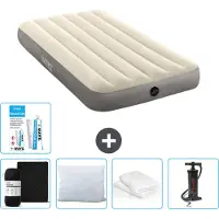 Intex Luftbett – 1 Person – 99 x 191 x 25 cm – Beige – im Lieferumfang enthalten Spannbettuch - Küssen - Pumpe - Reperaturset en Kissenschutz