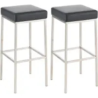 DELUKE 2er Set Barhocker BIDAN - Kunstleder Schwarz 37x37x85 cm | Barstuhl Mit Lehne Tresenhocker Tresenstuhl Kneipenhocker Kneipenstuhl