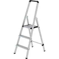 Proregal ML Stufen-Stehleiter einseitig begehbar Aluminium eloxiert 3 Stufen