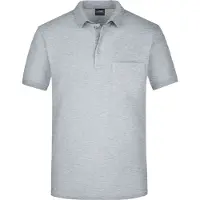 James & nicholson Klassisches Poloshirt mit Brusttasche grey-heather, Gr. XXL