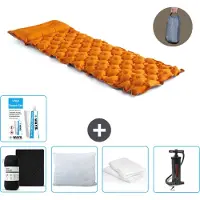 Intex Campingmatte – 1 Person – 71 x 191 x 11 cm – Orange – im Lieferumfang enthalten Spannbettuch - Küssen - Pumpe - Reperaturset en Kissenschutz