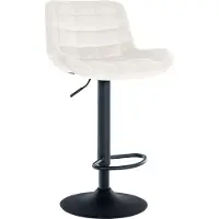 DELUKE Barhocker CARAM - Samt Creme 48x54x81 cm | Barstuhl Höhenverstellbar Mit Lehne Drehbar Tresenhocker Tresenstuhl Kneipenhocker Kneipenstuhl