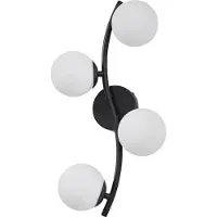 LINDBY Wandleuchte Josiana, opal/schwarz, 48 cm, Kugel, Glas