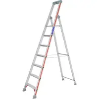 Hymer Stufenstehleiter mit Plattform, einseitig begehbar, 7 Stufen, senkr. Höhe 2,18 m, Reichhöhe 3,58 m, Gewicht 7,4 kg