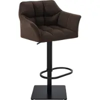 DELUKE Barhocker SIHAR - Stoff Braun 64x45x88 cm Schwarz | Barstuhl Höhenverstellbar Mit Lehne Drehbar Tresenhocker Tresenstuhl Kneipenhocker Kneipenstuhl