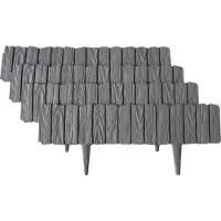 GardenPlast Rasenkante Kunstoff hellgrau, 448 cm lang, Flexible Beeteinfassung in Holz-Optik