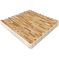 Gorilla Sports Schutzmatten - 6 Matten mit 12 Endstücke, 60 x 60 x 1,2 cm, Rutschfeste, EVA Schaumstoff, Holzoptik - Bodenschutzmatten Fitness, Bodenmatten, Puzzlematten, Unterlegmatten, Poolmatte