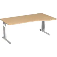 Geramöbel PC-Schreibtisch rechts höhenverstellbar, 1800x1000x680-820, Buche/Silber, S-617305-BS