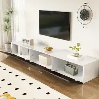 STILVORA Lowboard Fernsehschrank mit weiße Hochglanzoberfläche,Beistellschrank mit 16-Farben-LED-Beleuchtung,Wandmontierbares Sideboard,Schwarz&Weiß