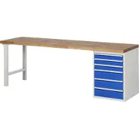 RAU Werkbank Modell 7515 mit 6 Schubladen BxTxH 2500x700x840mm