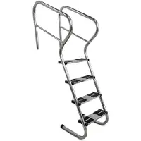 Ideal Treppenleiter mit Sicherheitsstufen V2A 4-stufig bis 1,50m Beckentiefe