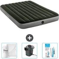 Intex Luftbett – 2 Personen – 152 x 203 x 25 cm – Grün – im Lieferumfang enthalten Spannbettuch - Pumpe en Reperaturset